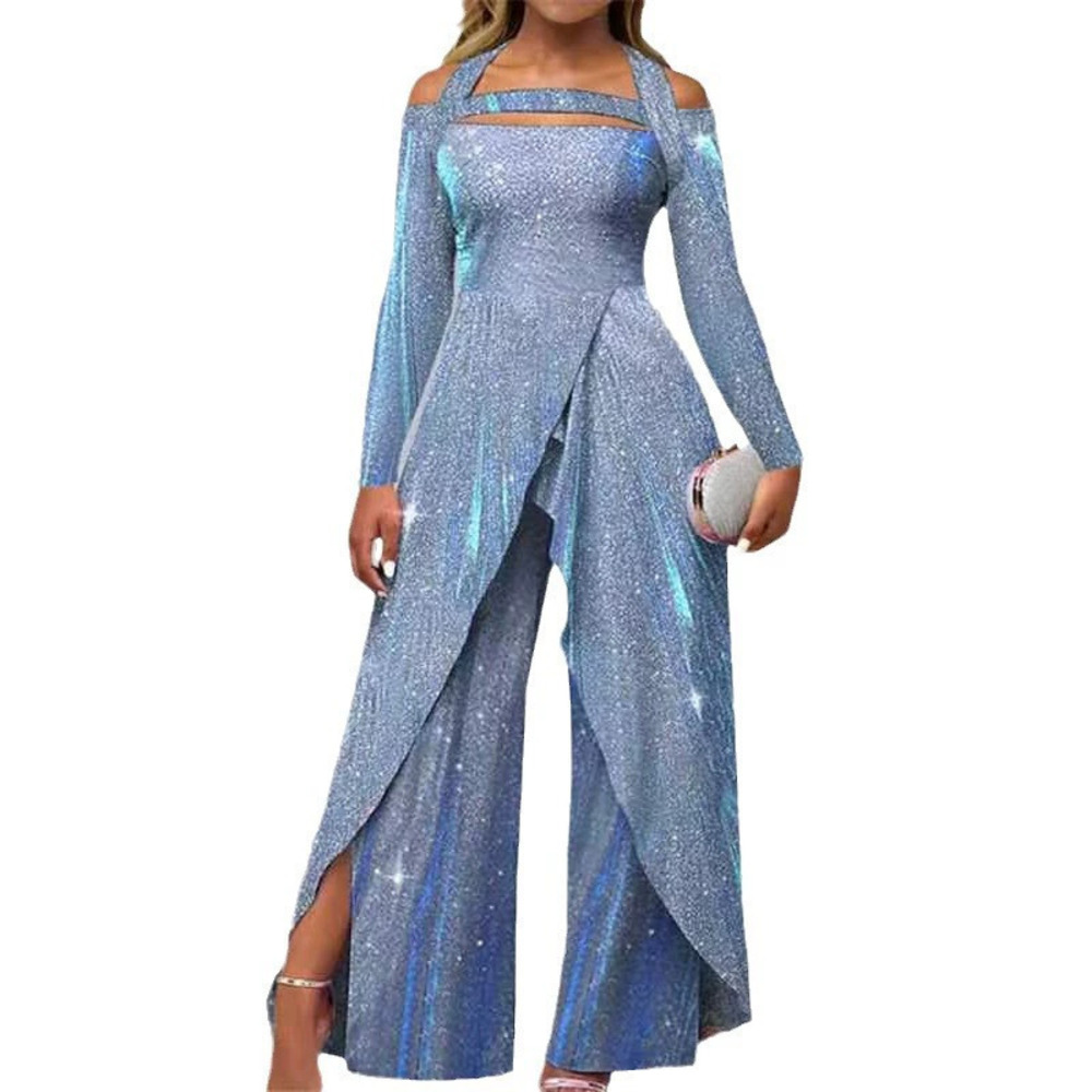 ZARA Sexy Sequin Maxi Dress and Elegant Cross Front Mid Rise Office Jumpsuit